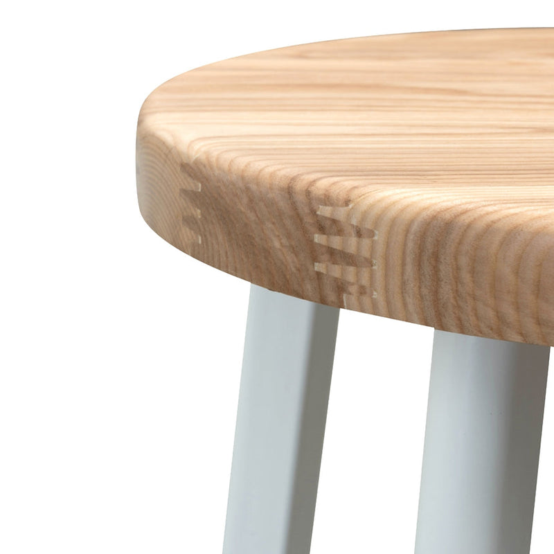 65cm Bar Stool -With Natural Timber Seat - Black Frame