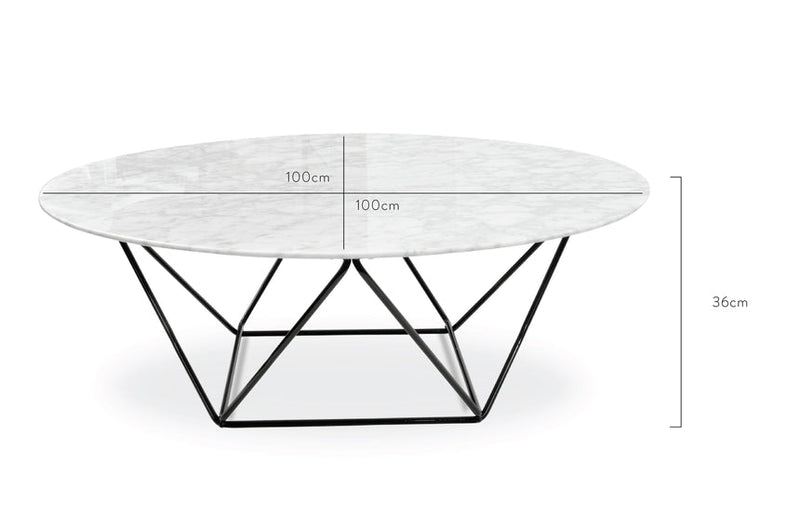 100cm Round Marble Coffee Table With White Base