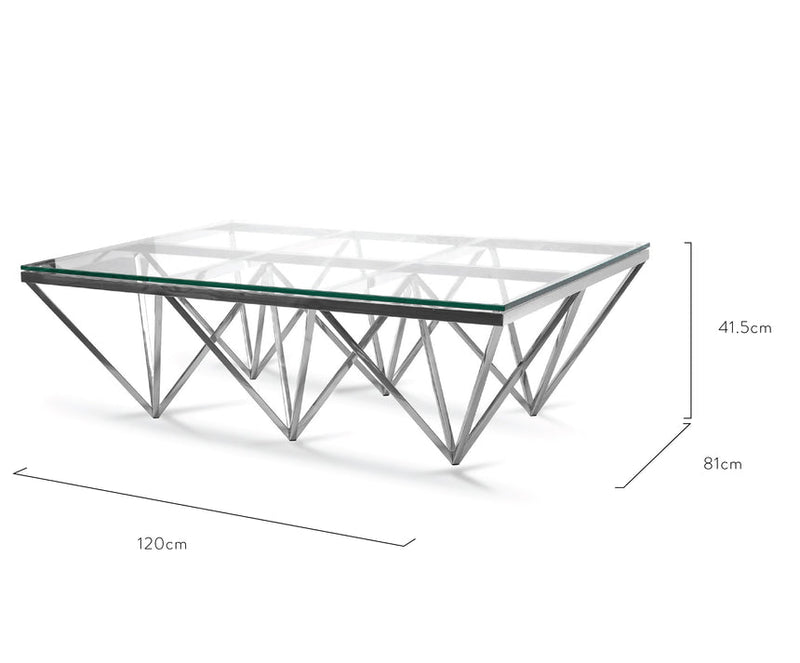 1.2m Coffee Table - Glass Top - Brushed Gold Base