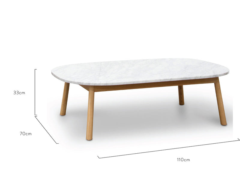 110cm Marble Coffee Table - Natural Base