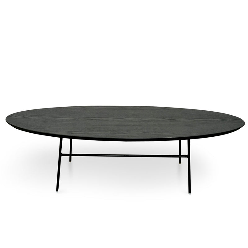 117.5cm Coffee Table - Black Ash Veneer - Black Legs