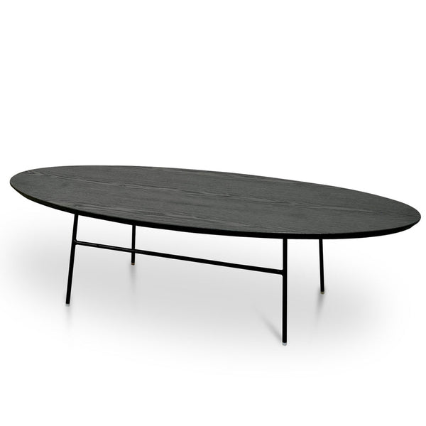 117.5cm Coffee Table - Black Ash Veneer - Black Legs