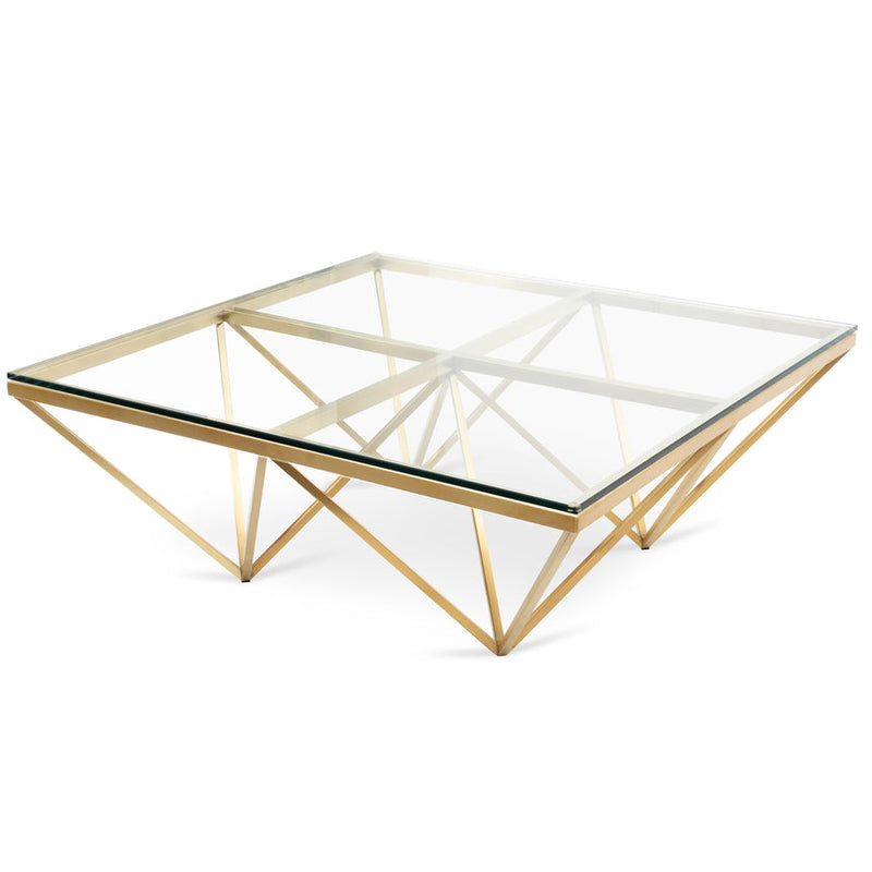 1.05m Glass Coffee Table - Brushed Gold Base