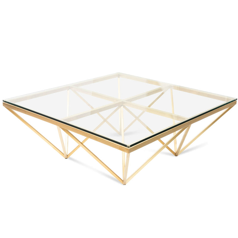 1.05m Glass Coffee Table - Brushed Gold Base