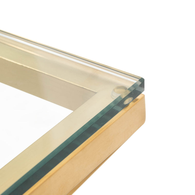 1.05m Glass Coffee Table - Brushed Gold Base