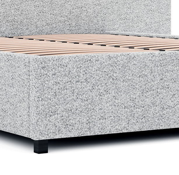 Queen Sized Bed Frame - Pepper Boucle with Storage