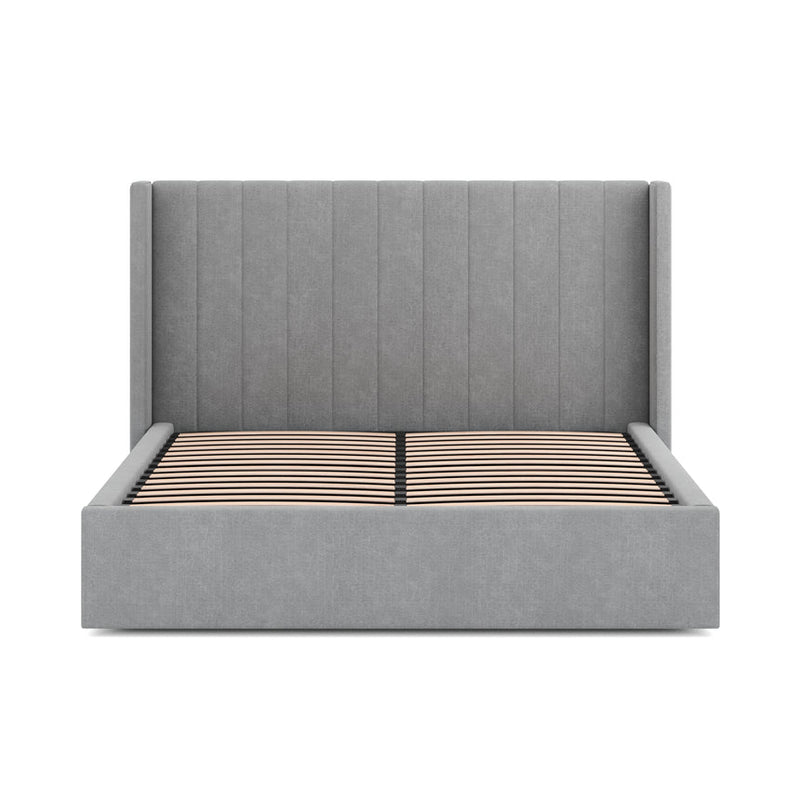 King Bed Frame - Wide Base in Charcoal Velvet