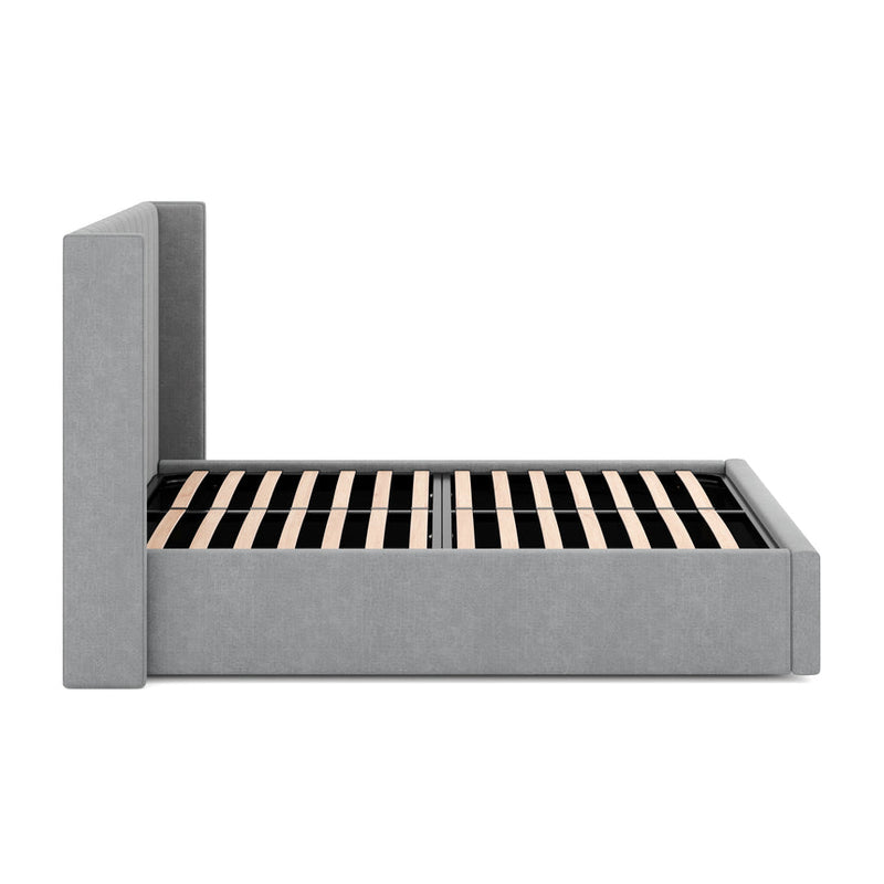 King Bed Frame - Wide Base in Charcoal Velvet