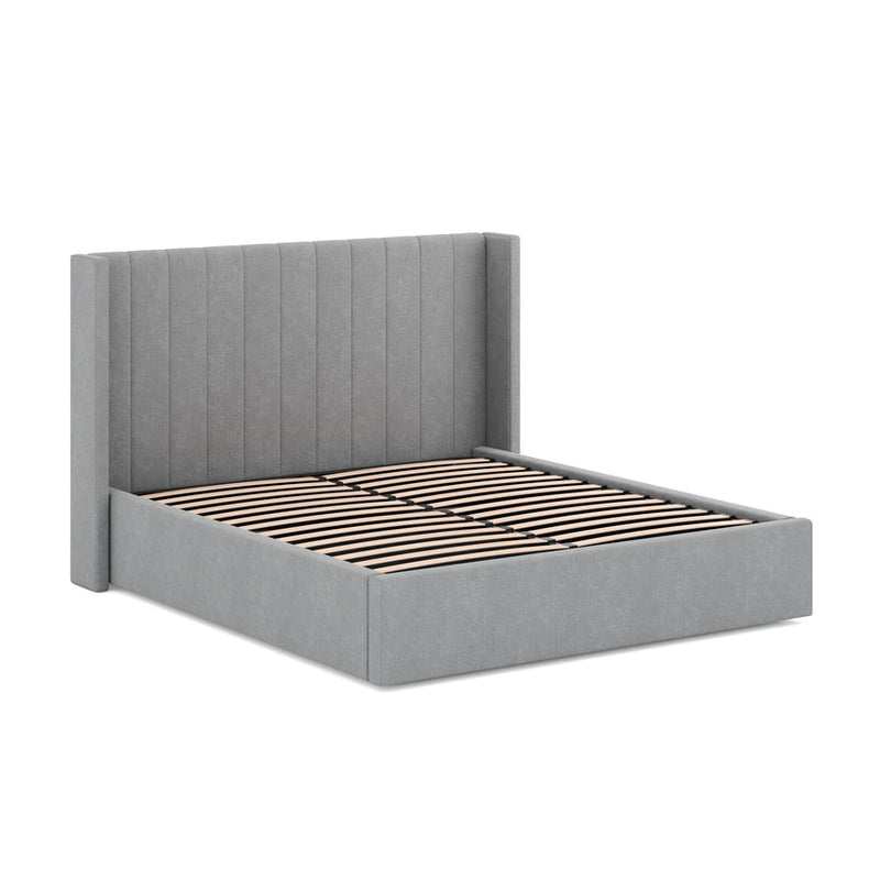 King Bed Frame - Wide Base in Charcoal Velvet