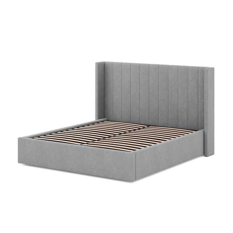 Queen Bed Frame - Wide Base in Charcoal Velvet