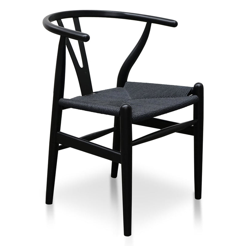 Dining Chair - Black - Natural Seat (Set of 2)