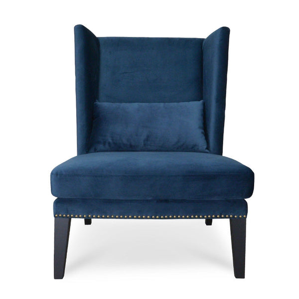 Velvet Lounge Chair in Navy Velvet Blue