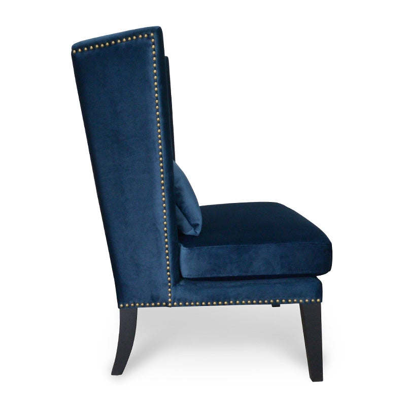 Velvet Lounge Chair in Navy Velvet Blue