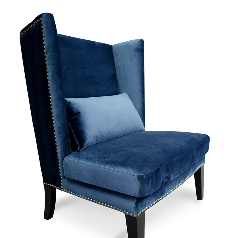 Velvet Lounge Chair in Navy Velvet Blue