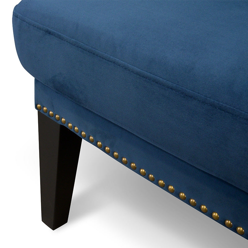 Velvet Lounge Chair in Navy Velvet Blue