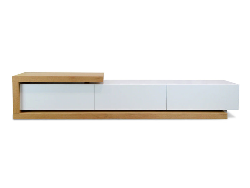 2.4m-3.07m TV Entertainment Unit - Walnut - White