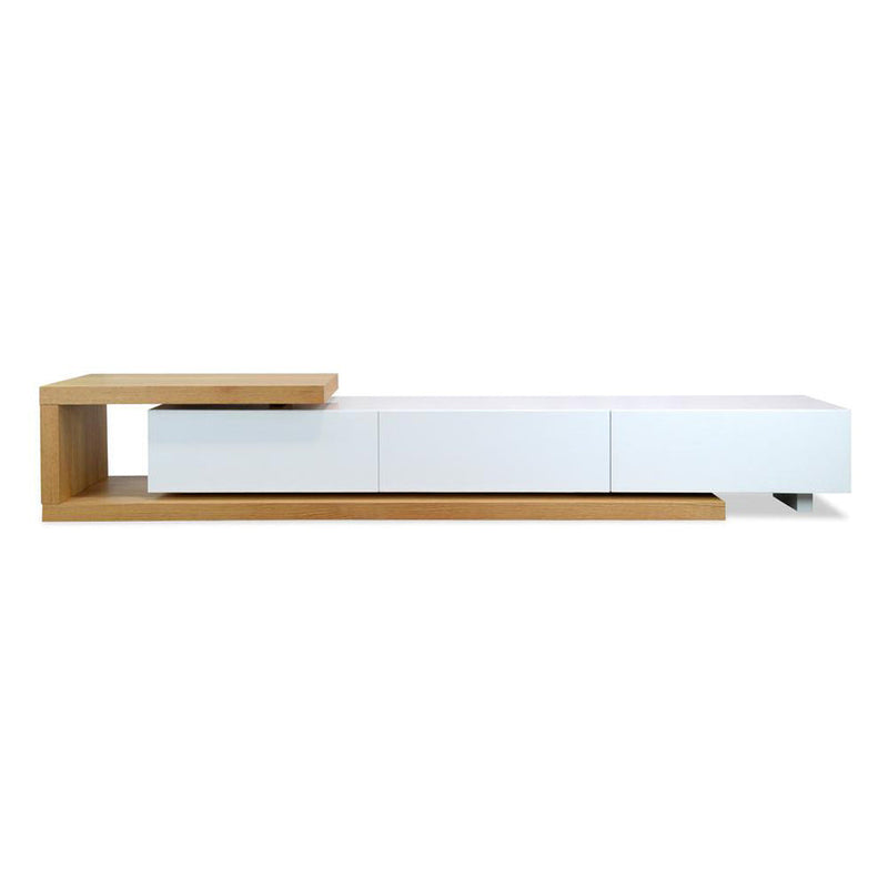 2.4m-3.07m TV Entertainment Unit - Walnut - White