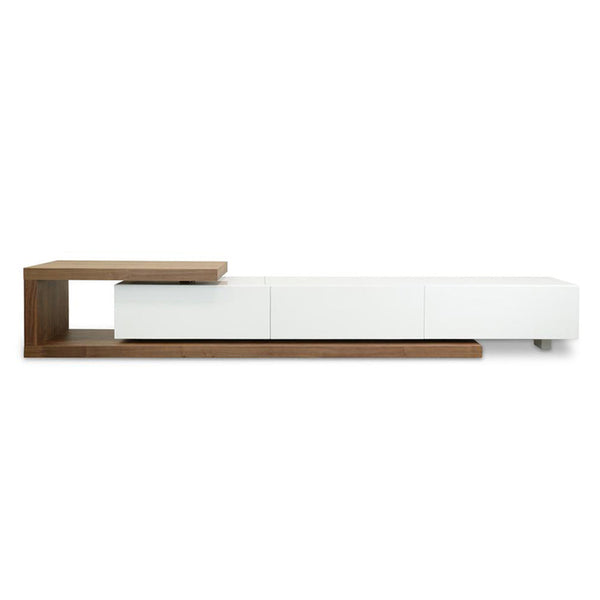 2.4m-3.07m TV Entertainment Unit - Walnut - White