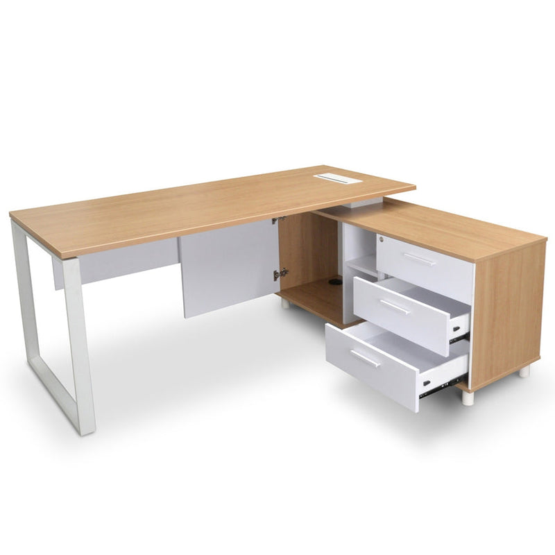 180cm Executive Office Desk With Right Return - Natural