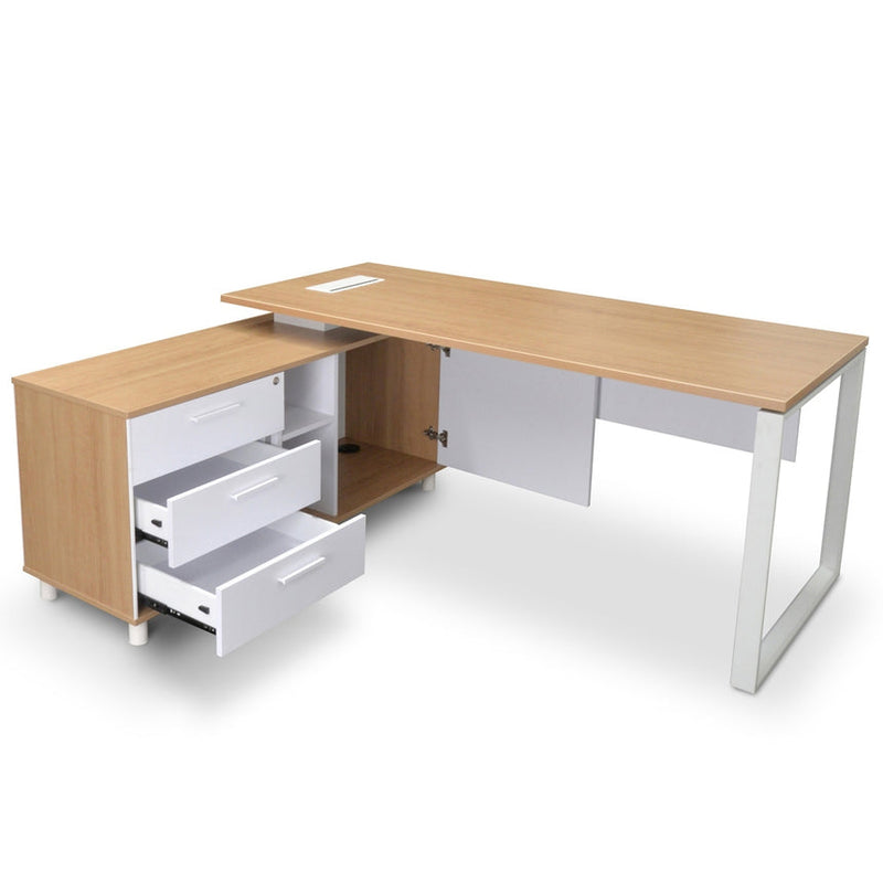 180cm Executive Office Desk With Right Return - Natural