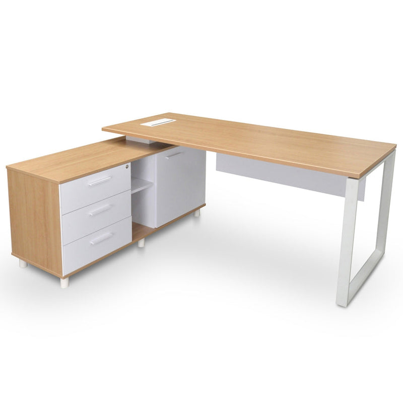 180cm Executive Office Desk With Right Return - Natural