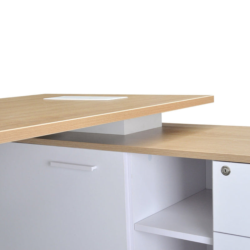 180cm Executive Office Desk With Right Return - Natural