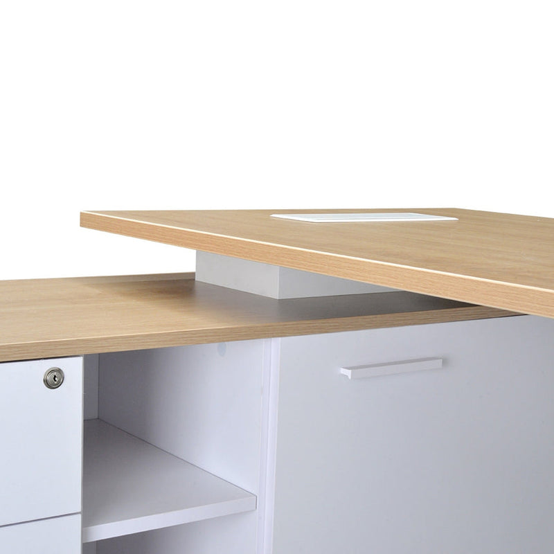 180cm Executive Office Desk With Right Return - Natural