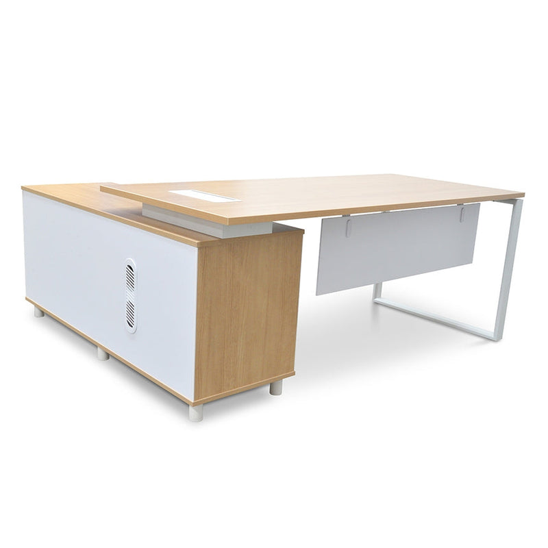 180cm Executive Office Desk With Right Return - Natural