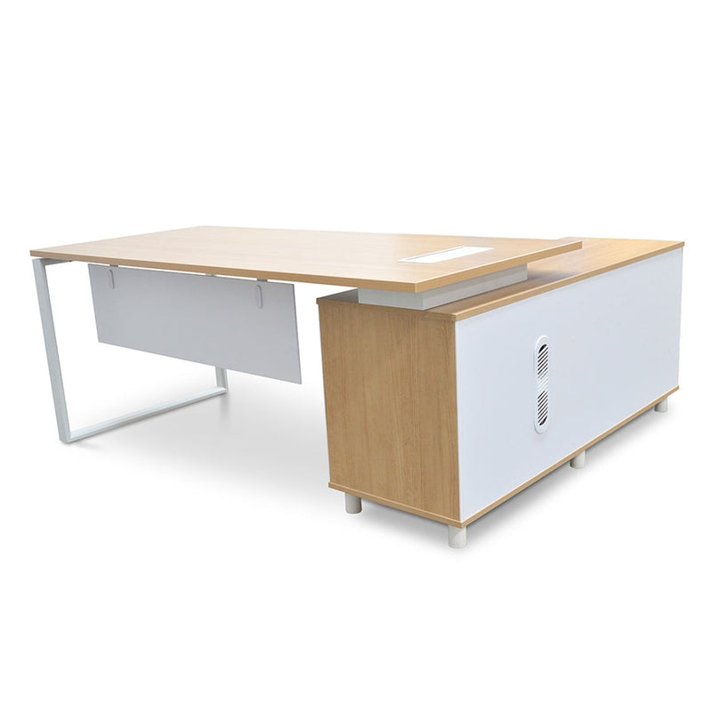 180cm Executive Office Desk With Right Return - Natural