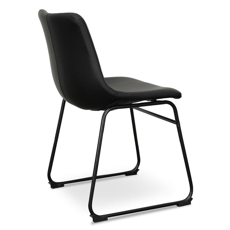 Industrial Dining Chair - Black PU (Set of 2)