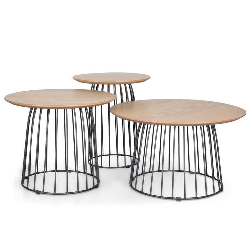 Side Table Set - Natural - Black