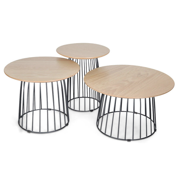 Side Table Set - Natural - Black