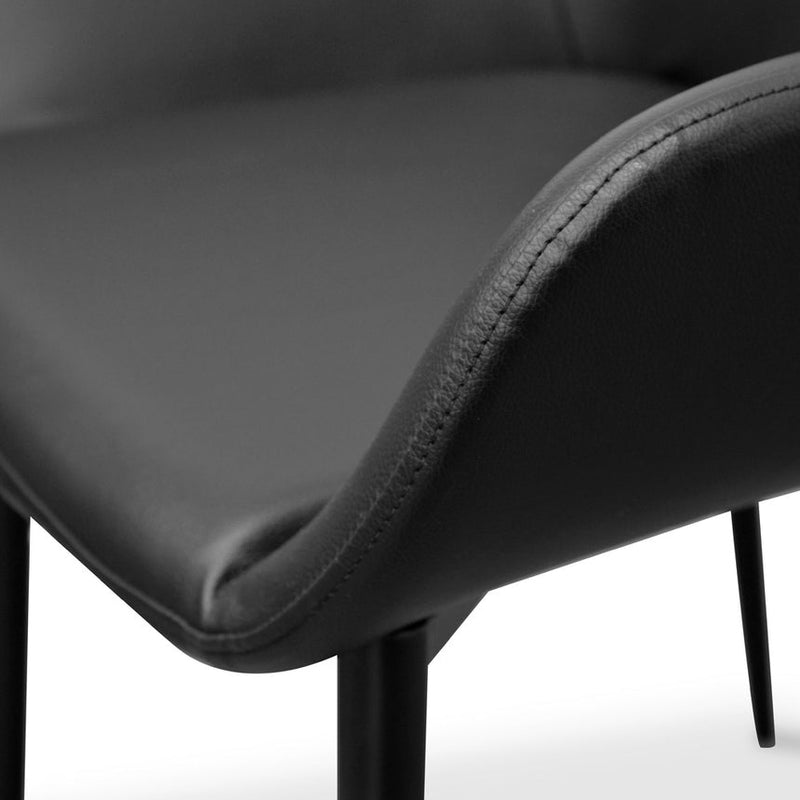 Dining chair - Black PU - Black Legs