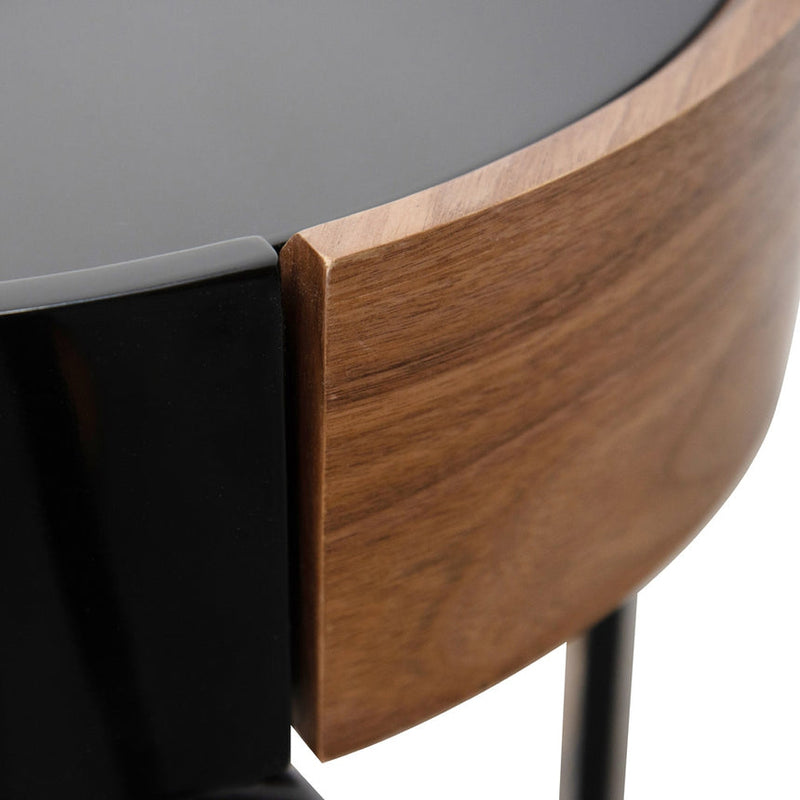 Round Side Table - Walnut - Black