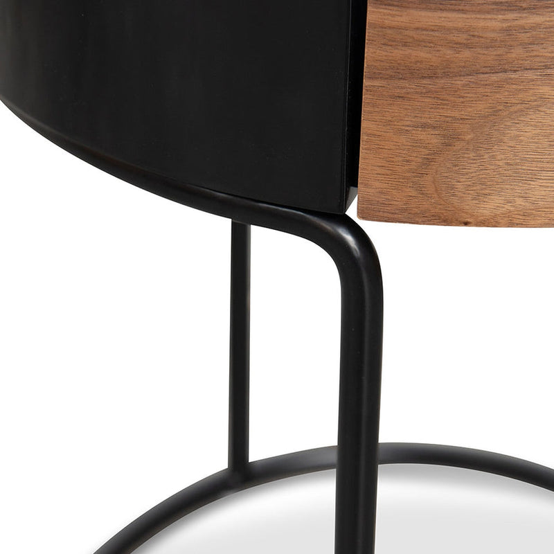 Round Side Table - Walnut - Black