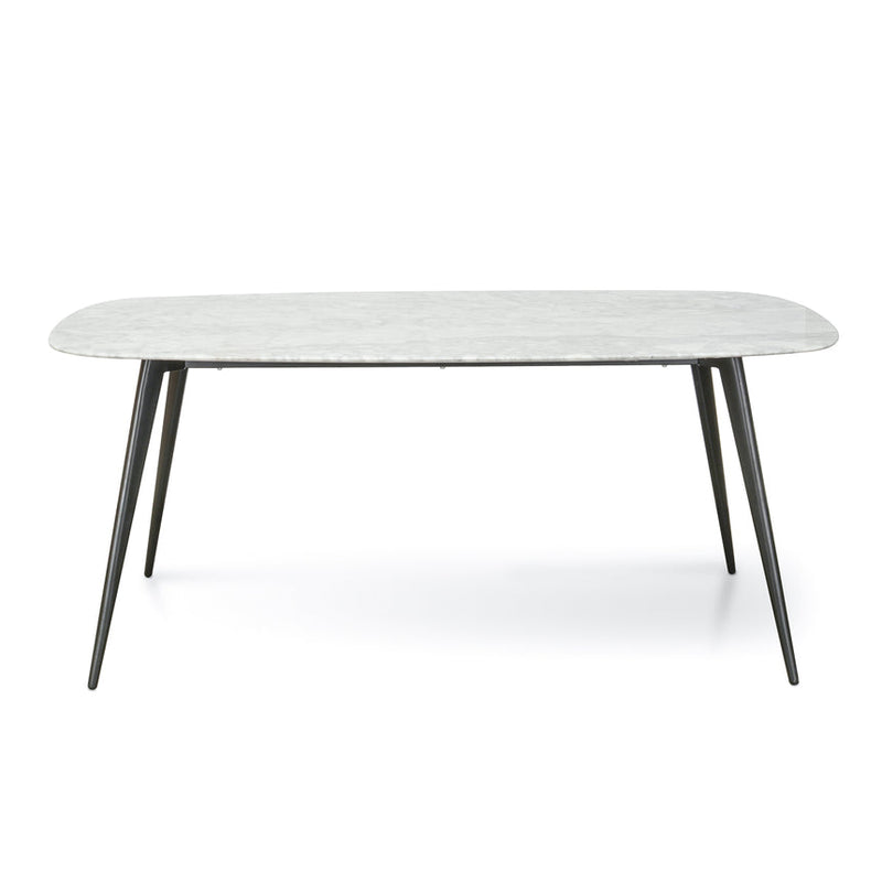 White 1.8m Marble Dining Table - Black Legs