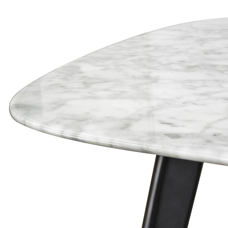 White 1.8m Marble Dining Table - Black Legs