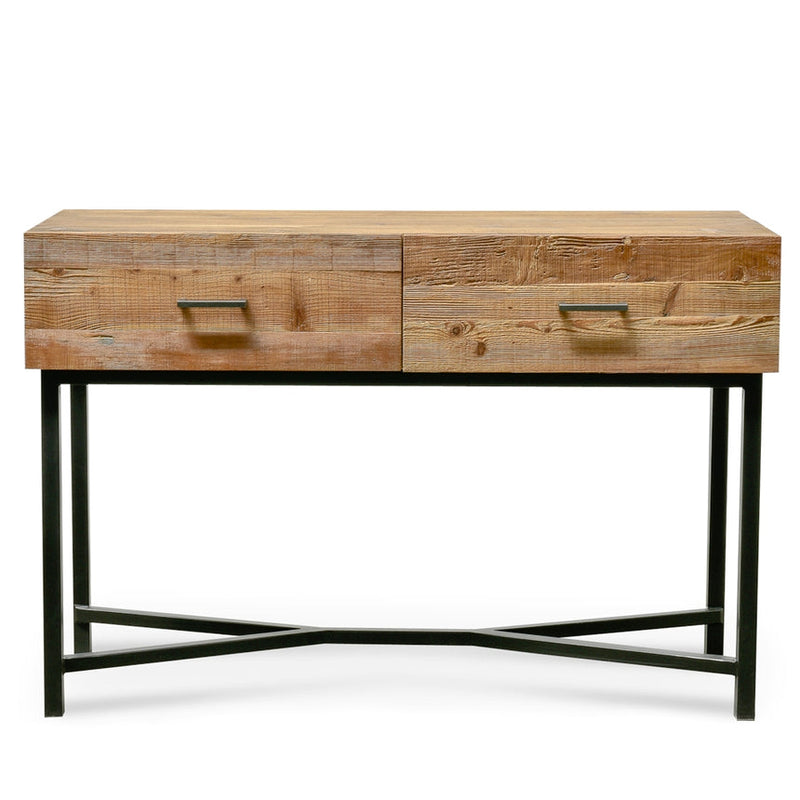 1.2m Reclaimed Pine Console Table - Black Base