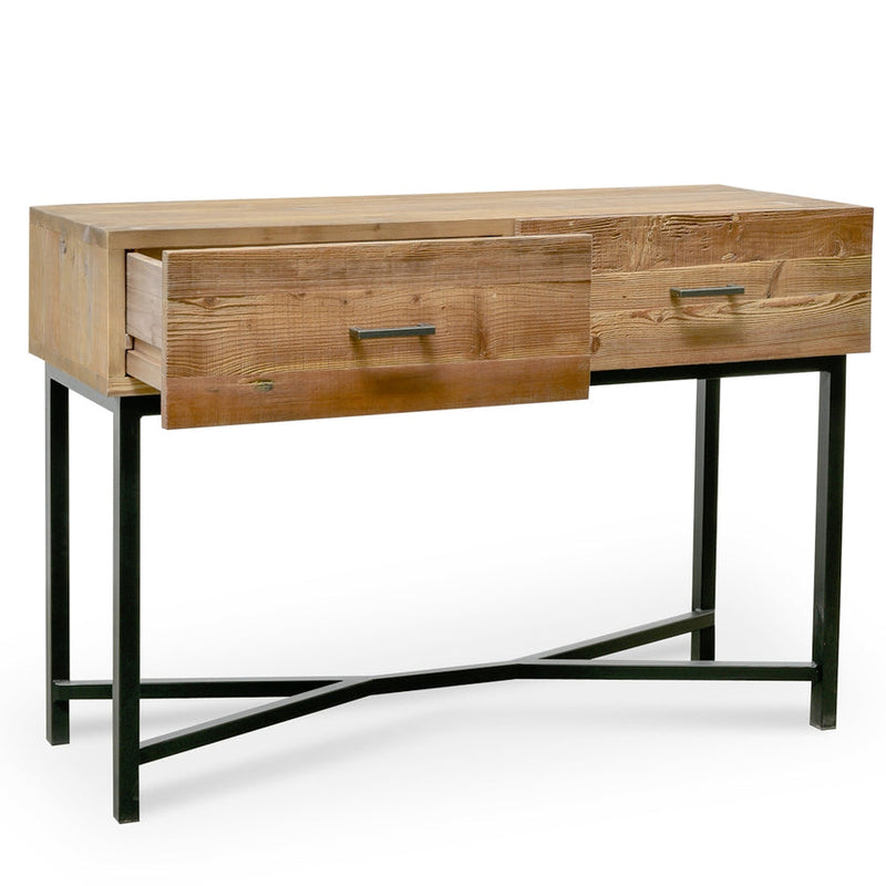 1.2m Reclaimed Pine Console Table - Black Base