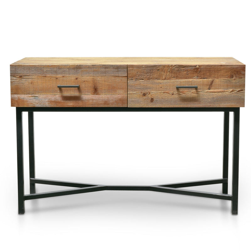 1.2m Reclaimed Pine Console Table - Black Base