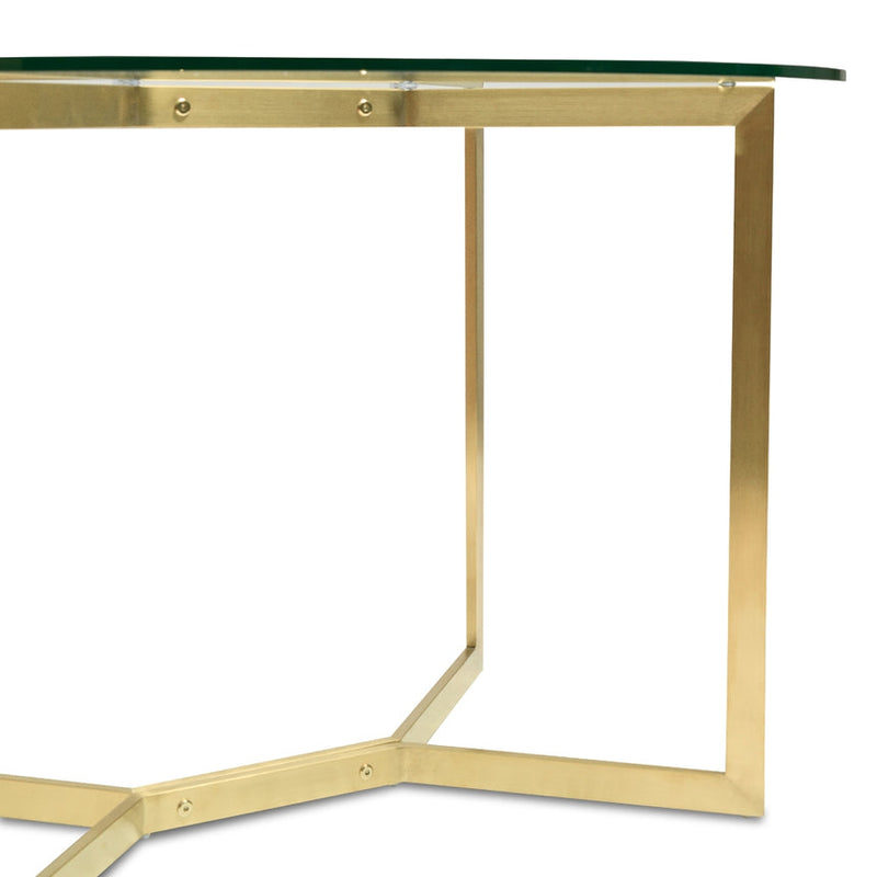 1.2m Round Glass Dining Table - Gold Base