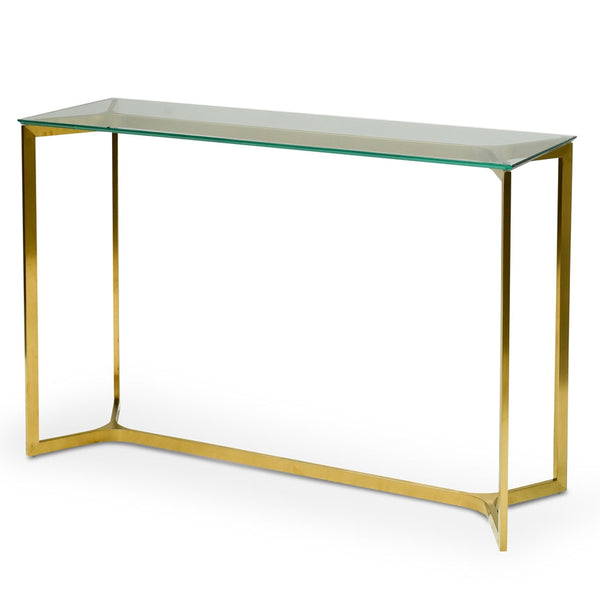 1.2m Glass Console Table - Gold Base