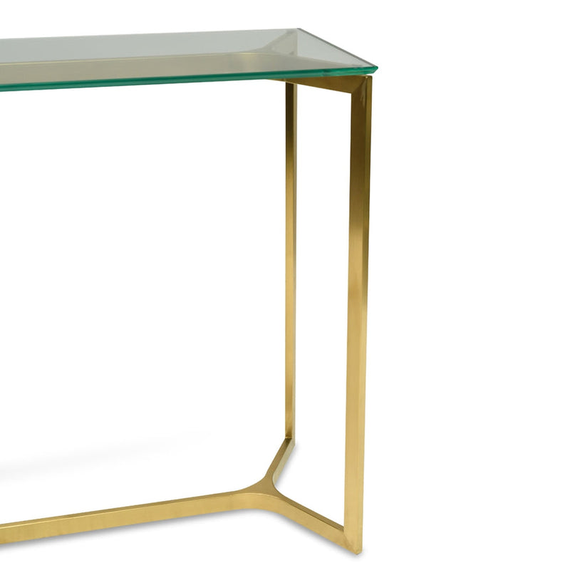 1.2m Glass Console Table - Gold Base