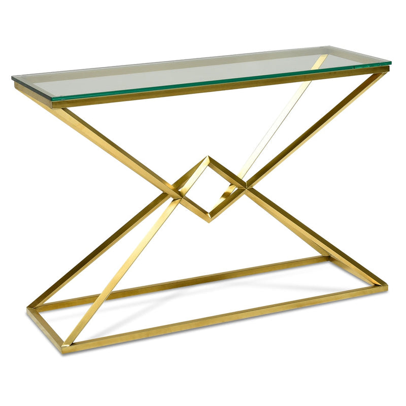 1.2m Glass Console Table - Gold Base