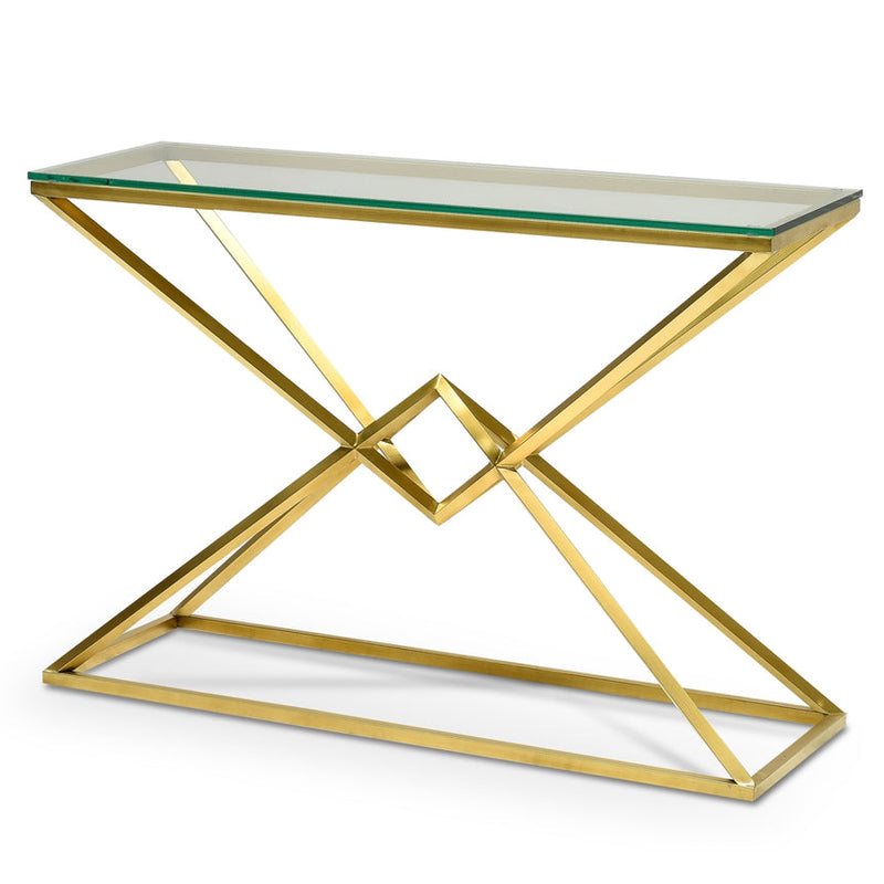 1.2m Glass Console Table - Gold Base