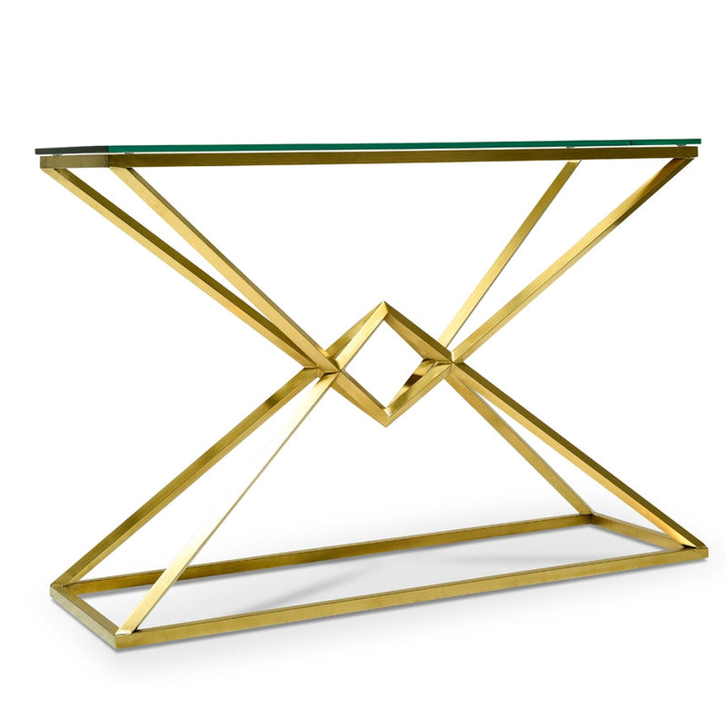 1.2m Glass Console Table - Gold Base