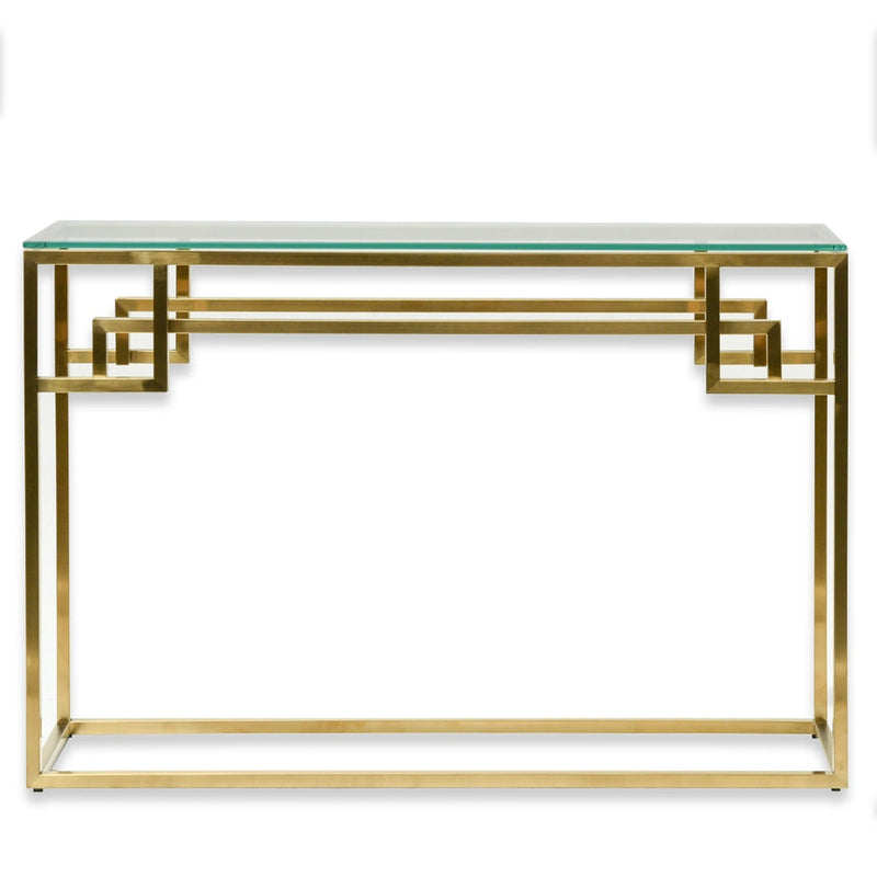 1.15m Console Glass Table - Brushed Gold Base