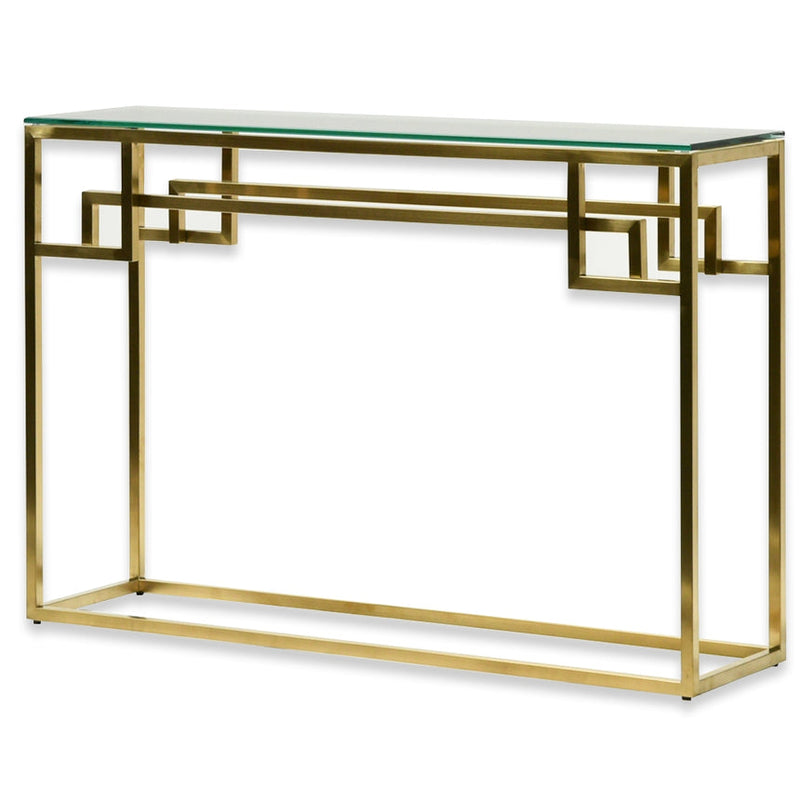 1.15m Console Glass Table - Brushed Gold Base