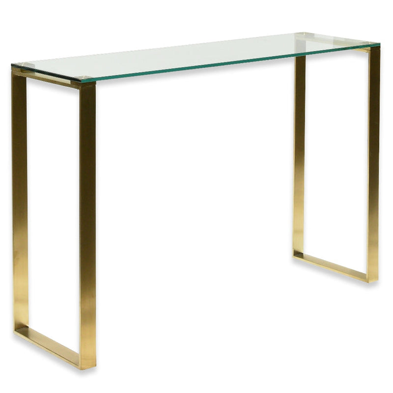 Glass Console Table - Brushed Gold Base