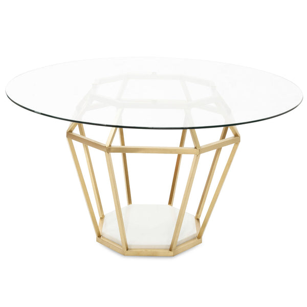 1.4m Diameter Round Dining Table - Brushed Gold Base